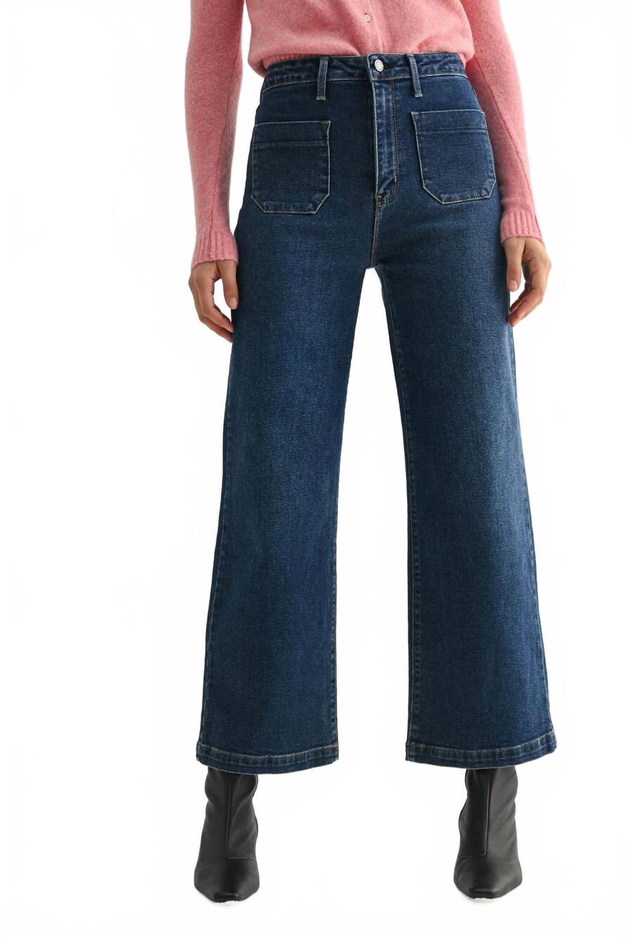 NEW JUST BLACK DENIM the sailor pocket wide leg jeans in dark denim